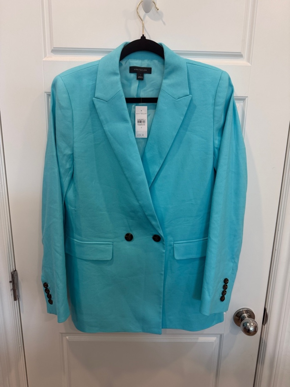 Ann Taylor Turquoise Double-Breasted Blazer
